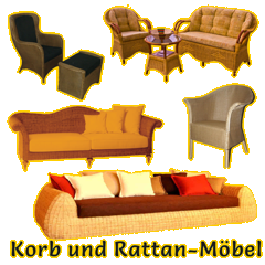 Korb und Rattan -Möbel